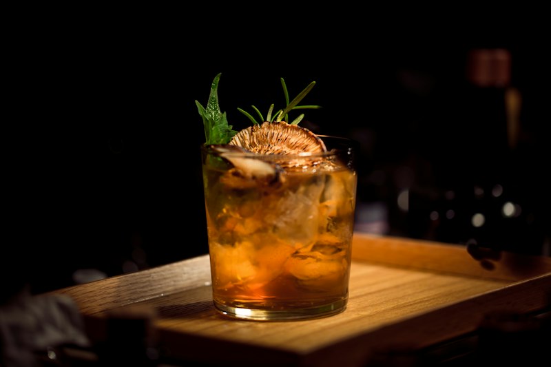 Rum punch cocktails at sunset